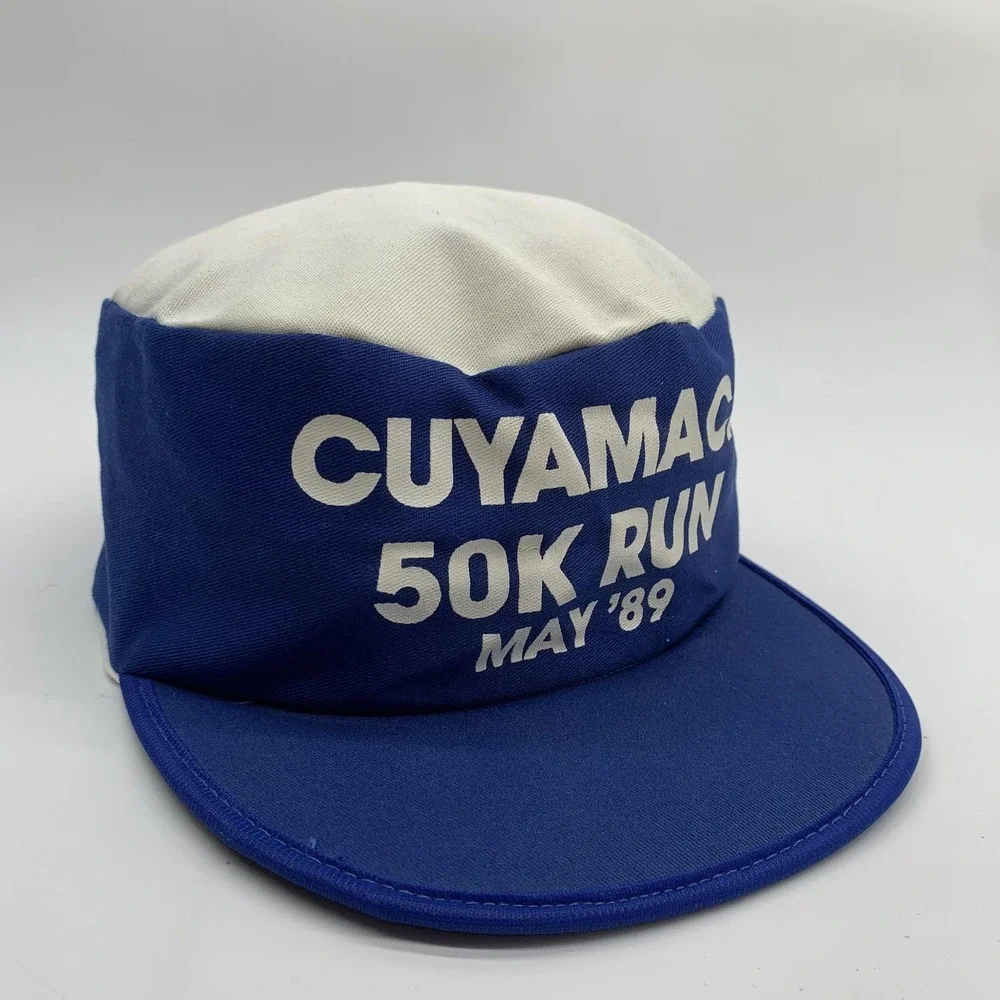 Vintage 1989 Cuyamaca 50K Run Hat Painters Hat Snap Back Blue Challenger Caps
